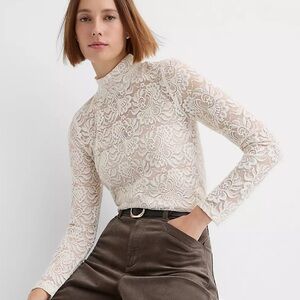Loft Lace Long Sleeve Turtleneck